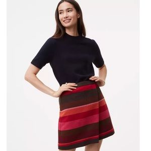 LOFT Women’s Red, Pink, Brown Striped Wrap Mini Skirt